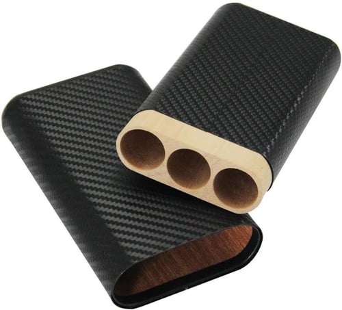 حافظة سيجار كاربون فايبر جلد ثلاثيي Carbon Fiber L...
