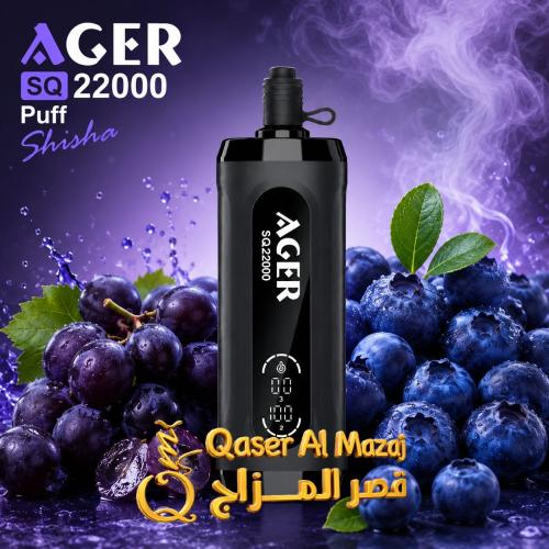 AGER SQ Shisha Grape Blueberry 22000 Puffs Disposa...
