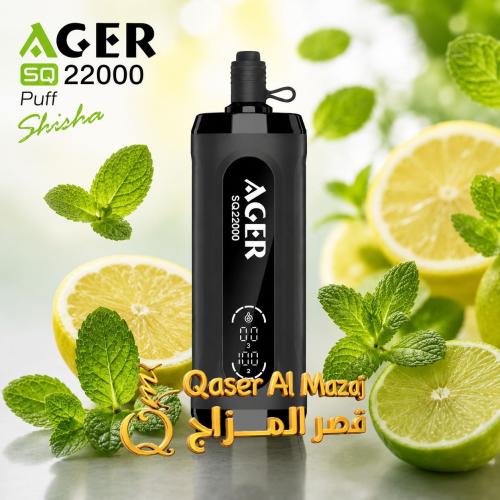AGER SQ Shisha Lemon Mint 22000 Puffs Disposable