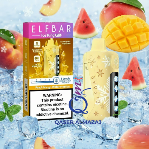 سحبة جاهزة خوخ مانجو بطيخ Elf Bar Ice King Pro Man...