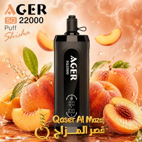 AGER SQ Shisha Peach Max 22000 Puffs Disposable
