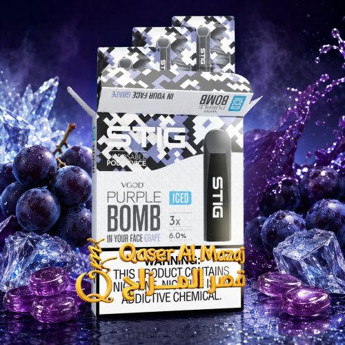 STIG Vgod Purple Bomb Grape Iced 300 Puffs Disposa...