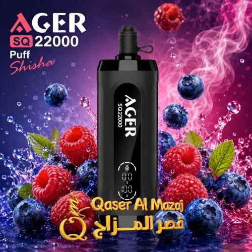 AGER SQ Shisha Blueberry Raspberry 22000 Puffs Dis...