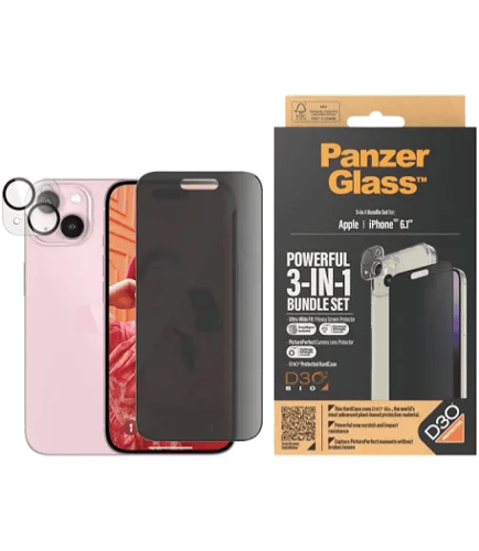 بكج حماية جوال بانزر جلاس للأيفون 15 - شاشة كاملة...