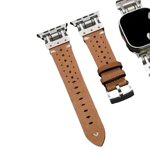 سير ساعة ابل جلد بني فاخر حجم 49 , 45 , 44 , 42