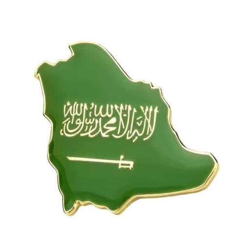 استكر معدني - علم السعودية داخل خريطة السعودية