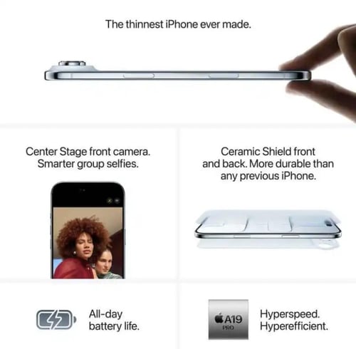 ابل ايفون 17 اير، 1 تيرابايت, 6.5 بوصه، 5جي، ذهبي...