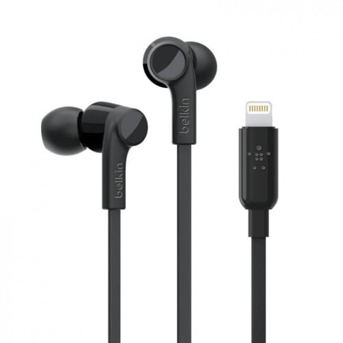 سماعة بيلكن بسلك لايتننق مع ميكروفون مدمج - اسود