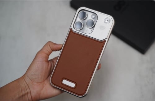 كفر معدني تيتانيوم جلد بني طبيعي ماج سيف