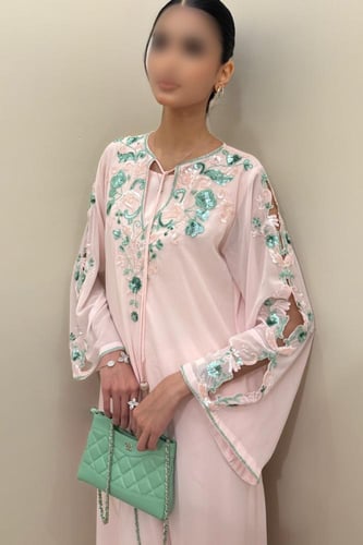 جلابيه شيفون مع شك يدوي