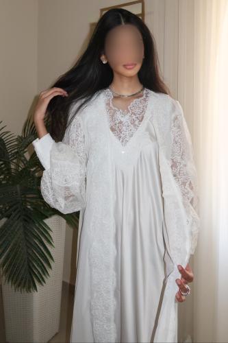 روب استقبال دانتيل فرنسي و شك يدوي