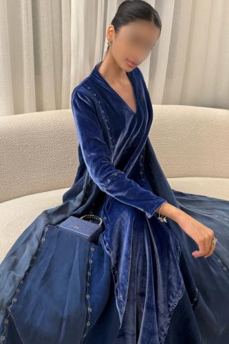 جلابيه مخمل اصلي مع تدرجات الحرير الياباني