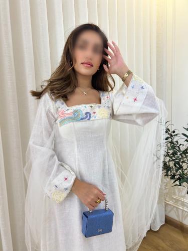 جلابية لنن و تل بشك يدوي