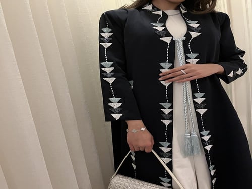 عباية كتان رسمية بشك يدوي