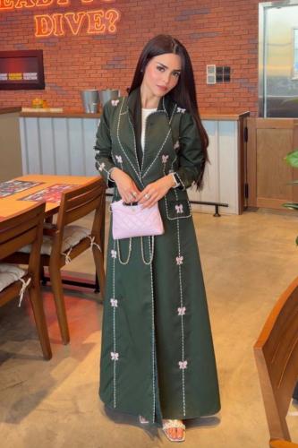 Formal abaya with hand embroidery and beading