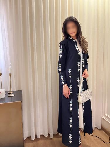 عباية كتان رسمية بشك يدوي