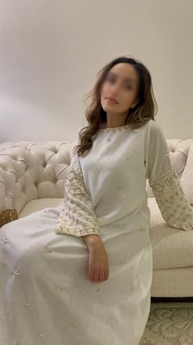 جلابيه لنن بشك يدوي