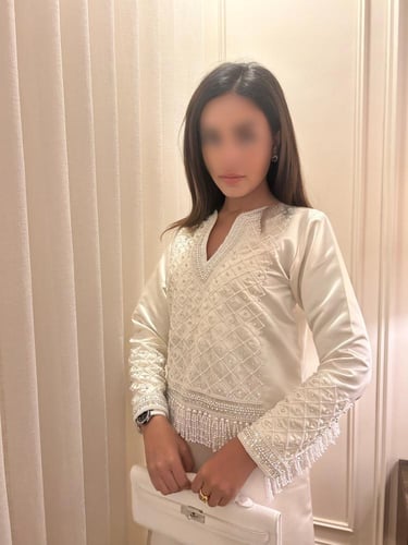 جلابيه شك يدوي مع قطع خارجية