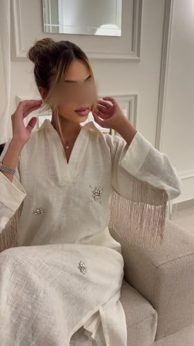 جلابيه لنن مع سوارفسكي