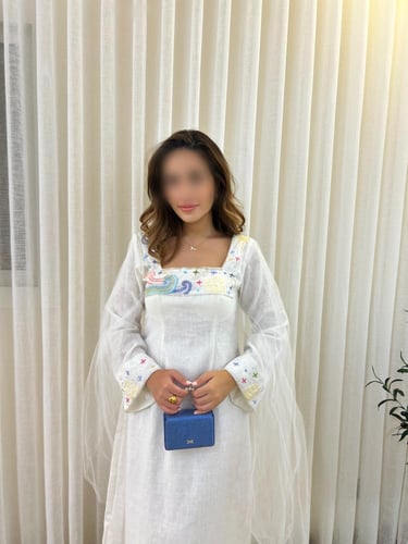 جلابية لنن و تل بشك يدوي