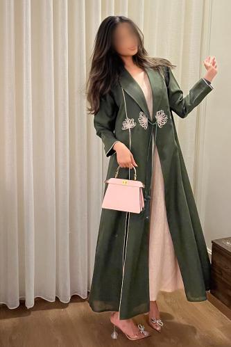 عباية كتان كلوش شك يدوي