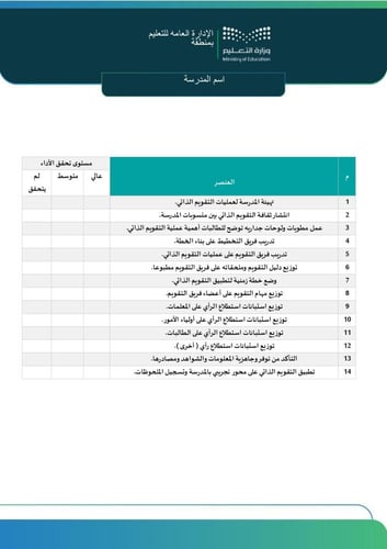 سجل التقويم الذاتي المدرسي