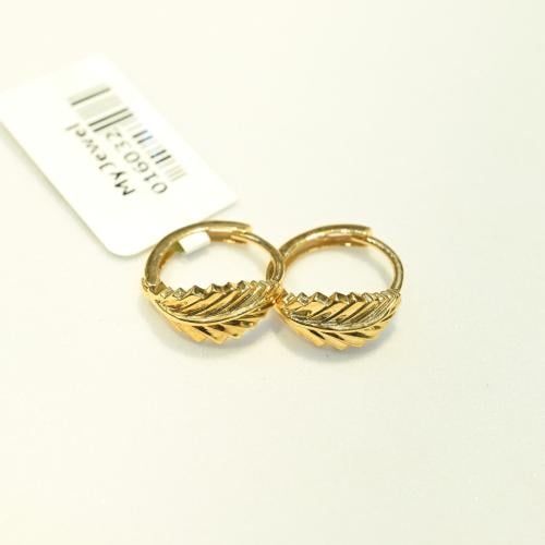 حلق ذهب اطفال دائري ورق شجر