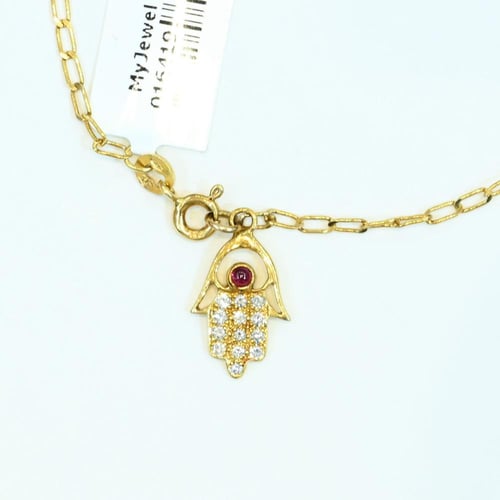 خلخال ذهب كف فص احمر