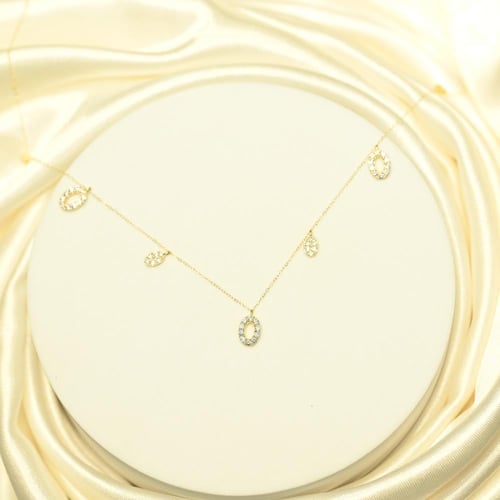 شوكر ذهب زركون بيضاوي