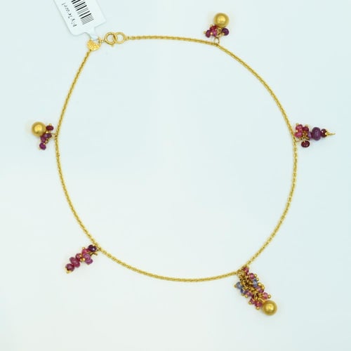 خلخال ذهب بأحجار بنفسجية