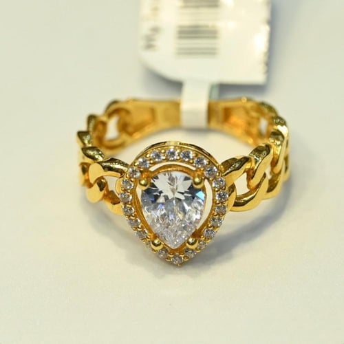 خاتم ذهب سوليتير زركون جنزير