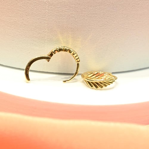 حلق ذهب اطفال دائري ورق شجر