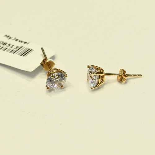 حلق ذهب سوليتير زركون فص