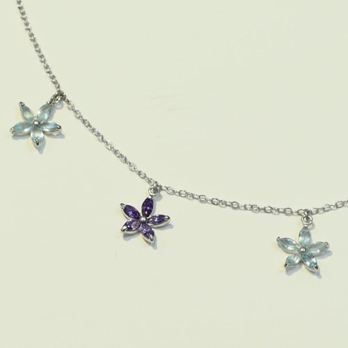 شوكر ذهب ابيض 5 وردات