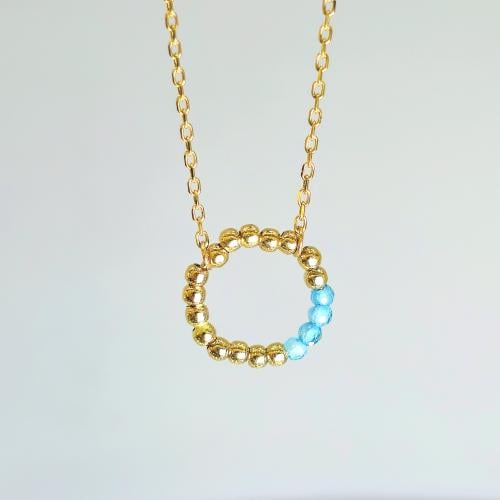 عقد ذهب خرز ازرق (NL.134)