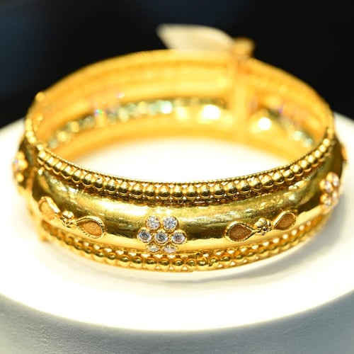 سوارة ذهب شعبي زركون ابيض