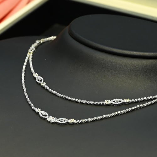 طقم ذهب ابيض دورين زركون فانسي