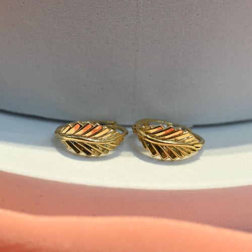 حلق ذهب اطفال دائري ورق شجر