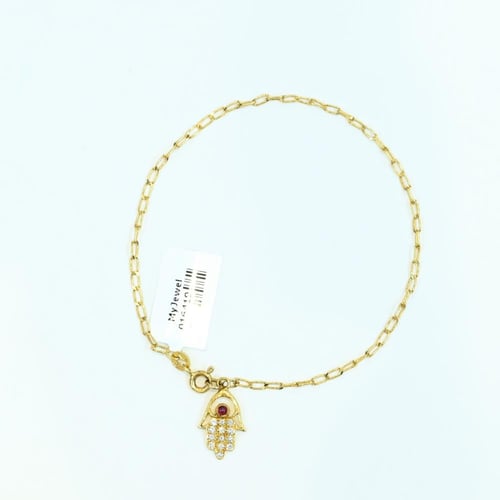 خلخال ذهب كف فص احمر