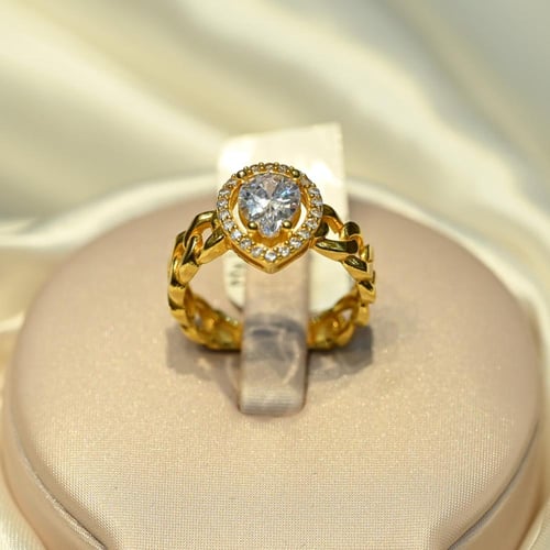 خاتم ذهب سوليتير زركون جنزير