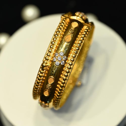 سوارة ذهب شعبي زركون ابيض