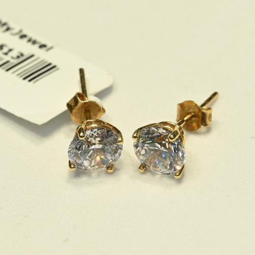 حلق ذهب سوليتير زركون فص