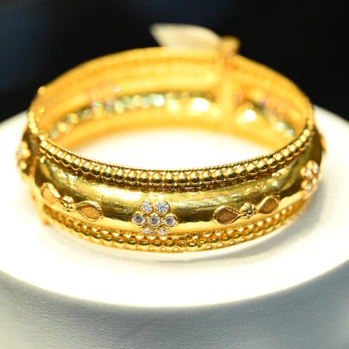 سوارة ذهب شعبي زركون ابيض