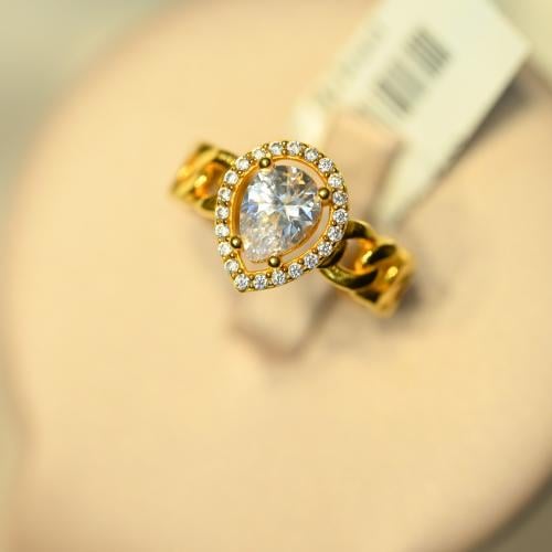 خاتم ذهب سوليتير زركون جنزير