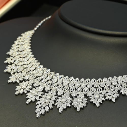 طقم شبكه ذهب ابيض لازوردي حبات الثلج