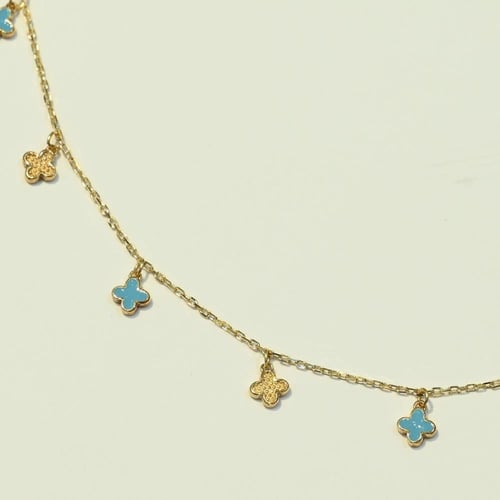 شوكر ذهب ورود تركواز