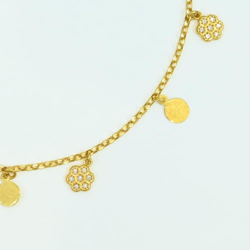 خلخال ذهب ورود زركون