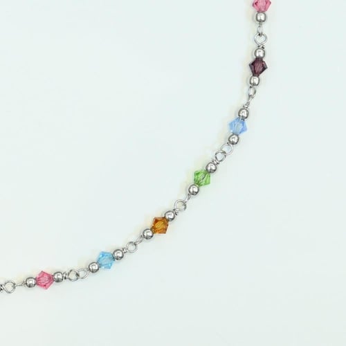 خلخال ذهب ابيض بأحجار ملونة