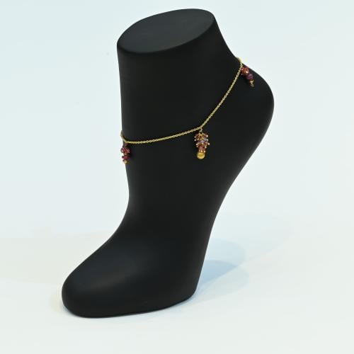 خلخال ذهب بأحجار بنفسجية