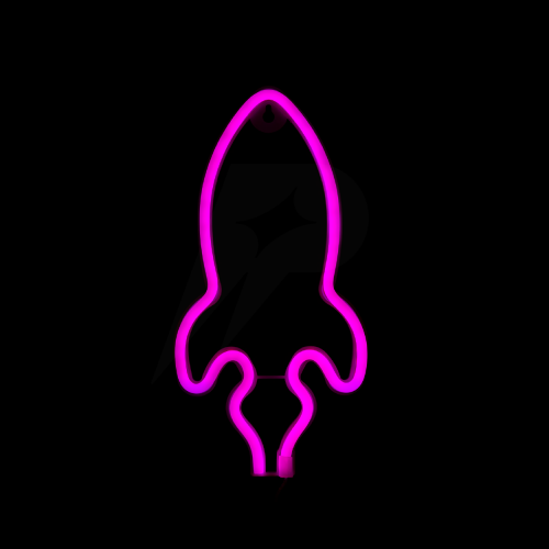 إضاءة نيون صاروخ وردي